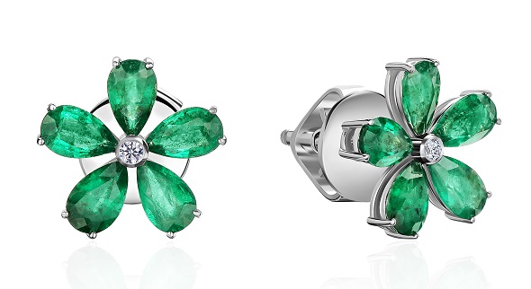 Пусеты изумруд